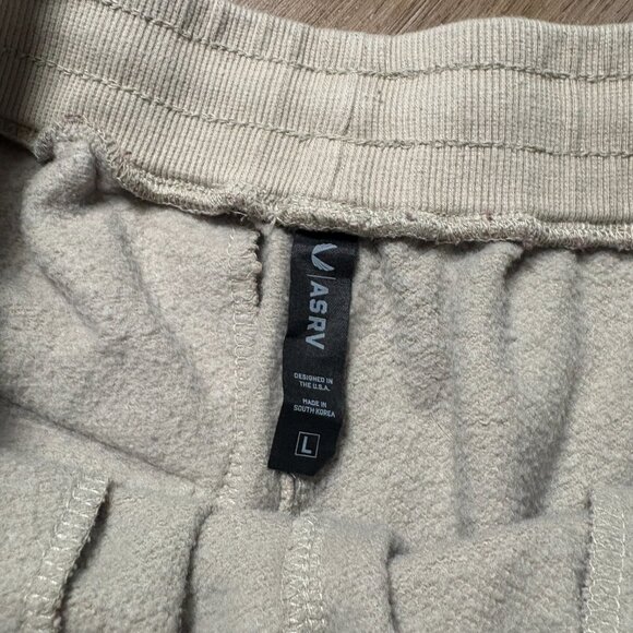 ASRV French Terry Tech Sweat Shorts size L large sand khaki 6" inseam bone - Picture 2 of 5